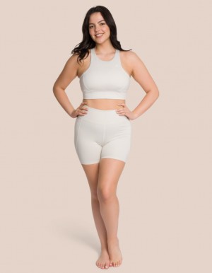 Beige Cream Women's Oceans Apart Soho Crew Short Set | USA VLJ-6737