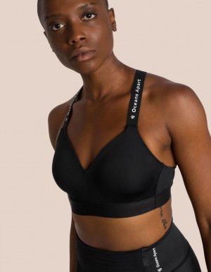 Black Women's Oceans Apart Athletic Bra | USA FQV-3236