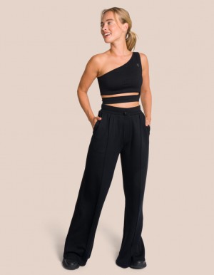 Black Women's Oceans Apart Elodie Asymmetric Wide Leg Set | USA HCM-9797