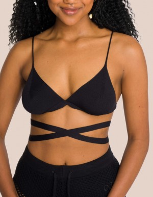 Black Women's Oceans Apart Lilou Knit Bra | USA BZG-4049