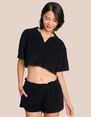 Black Women's Oceans Apart Willow Polo Short Set | USA RYO-5077