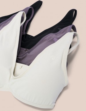 Black / Grey Purple Women's Oceans Apart Michelle Plain Bra Deluxe Set | USA HLQ-9351