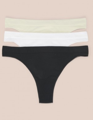 Black / White Women's Oceans Apart Cloudy Thong Deluxe Set | USA IXA-3785