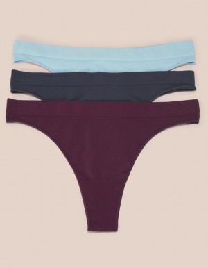 Blue / Blue / Grey Purple Women's Oceans Apart Cloudy Thong Deluxe Set | USA KWE-4300