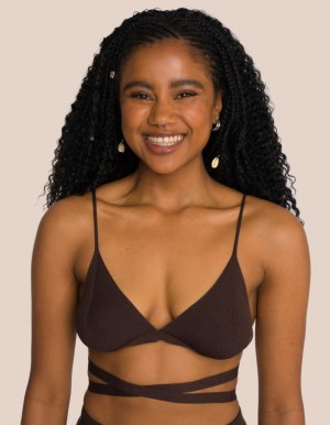 Brown Women's Oceans Apart Lilou Knit Bra | USA XSG-8058