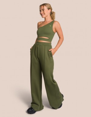 Deep Green Women's Oceans Apart Elodie Asymmetric Wide Leg Set | USA SBC-2069