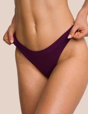 Grey Purple Women's Oceans Apart Cloudy Thong Underwear | USA SJQ-0970