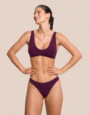 Grey Purple Women's Oceans Apart Cloudy Thong Set | USA VWM-6568