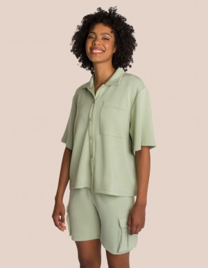 Olive Green Women's Oceans Apart Cruz Oversize Short Set | USA TRZ-7667