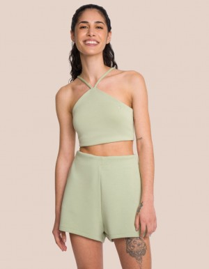 Olive Green Women's Oceans Apart Cruz Summer Short Set | USA ORI-0414