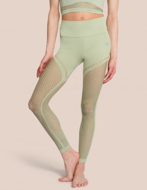 Olive Green Women's Oceans Apart Juno Long Mesh Pant Leggings | USA CHD-8728