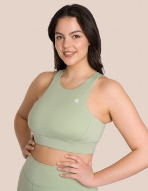 Olive Green Women's Oceans Apart Soho Crew Bra | USA DAG-1479