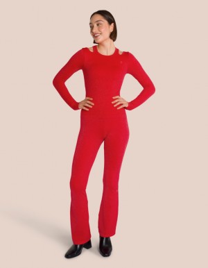 Red Women's Oceans Apart Stella Flared Longsleeve Set | USA ECJ-8381