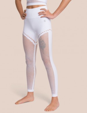 White Women's Oceans Apart Juno Long Mesh Pant Leggings | USA DCY-2132