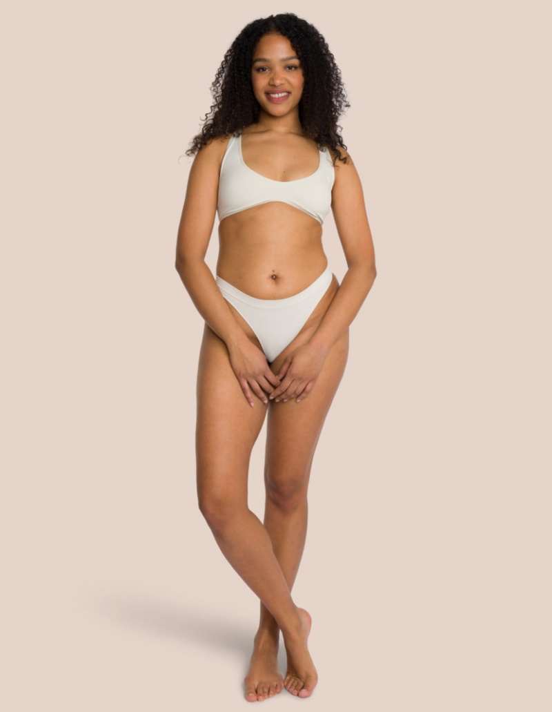 Beige Cream Women's Oceans Apart Cloudy Thong Set | USA TQC-9132