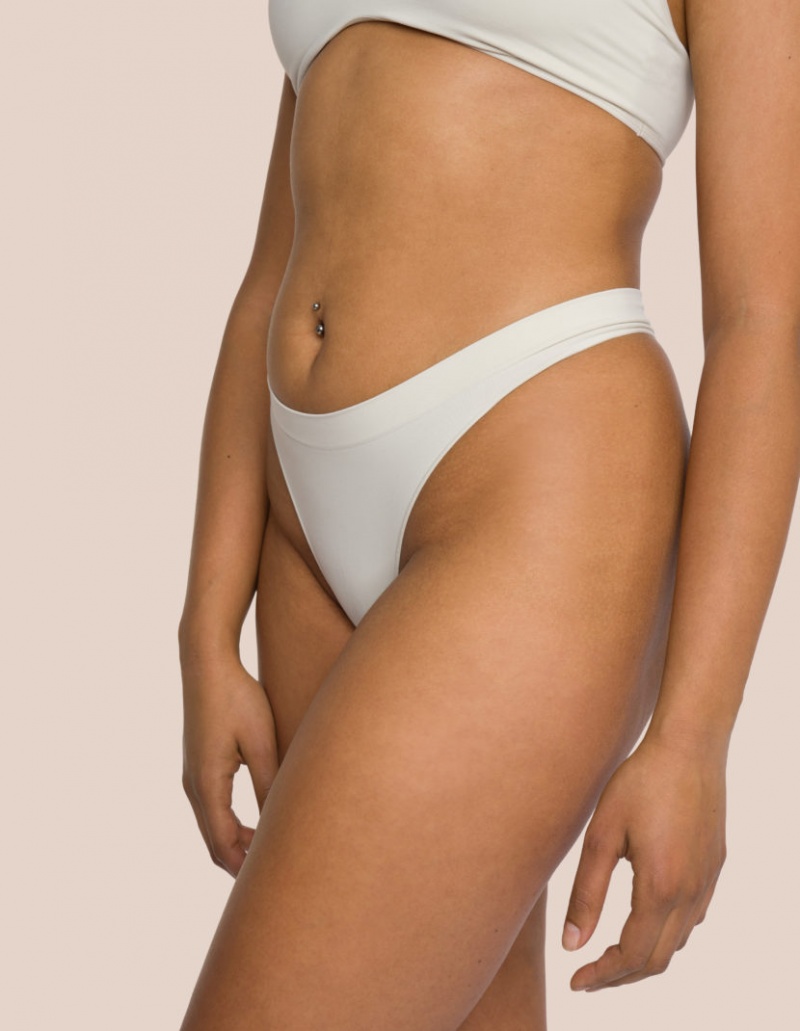 Beige Cream Women's Oceans Apart Cloudy Thong Set | USA TQC-9132