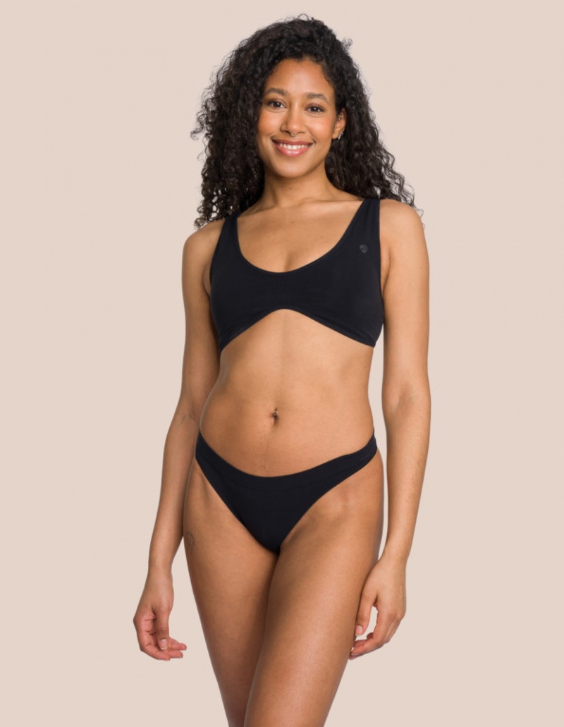 Black Women\'s Oceans Apart Cloudy Thong Set | USA QKV-8010