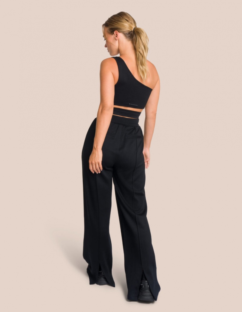 Black Women's Oceans Apart Elodie Asymmetric Wide Leg Set | USA HCM-9797