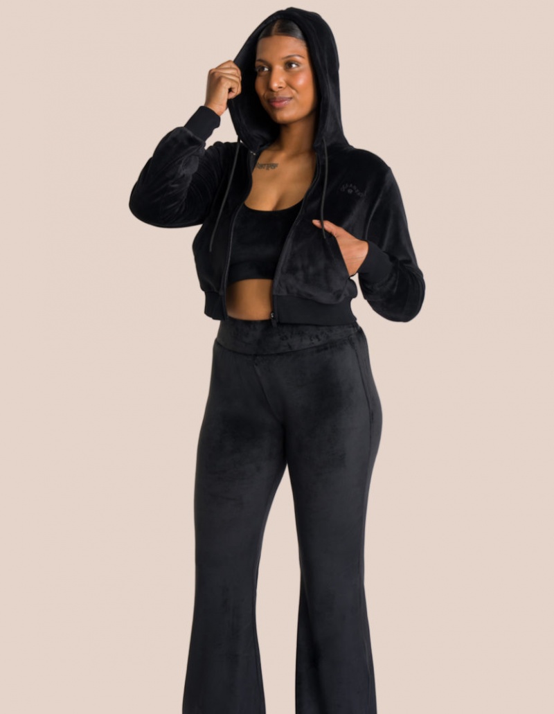 Black Women's Oceans Apart Kelly Flared Zip Deluxe Petite Set | USA RVH-6896