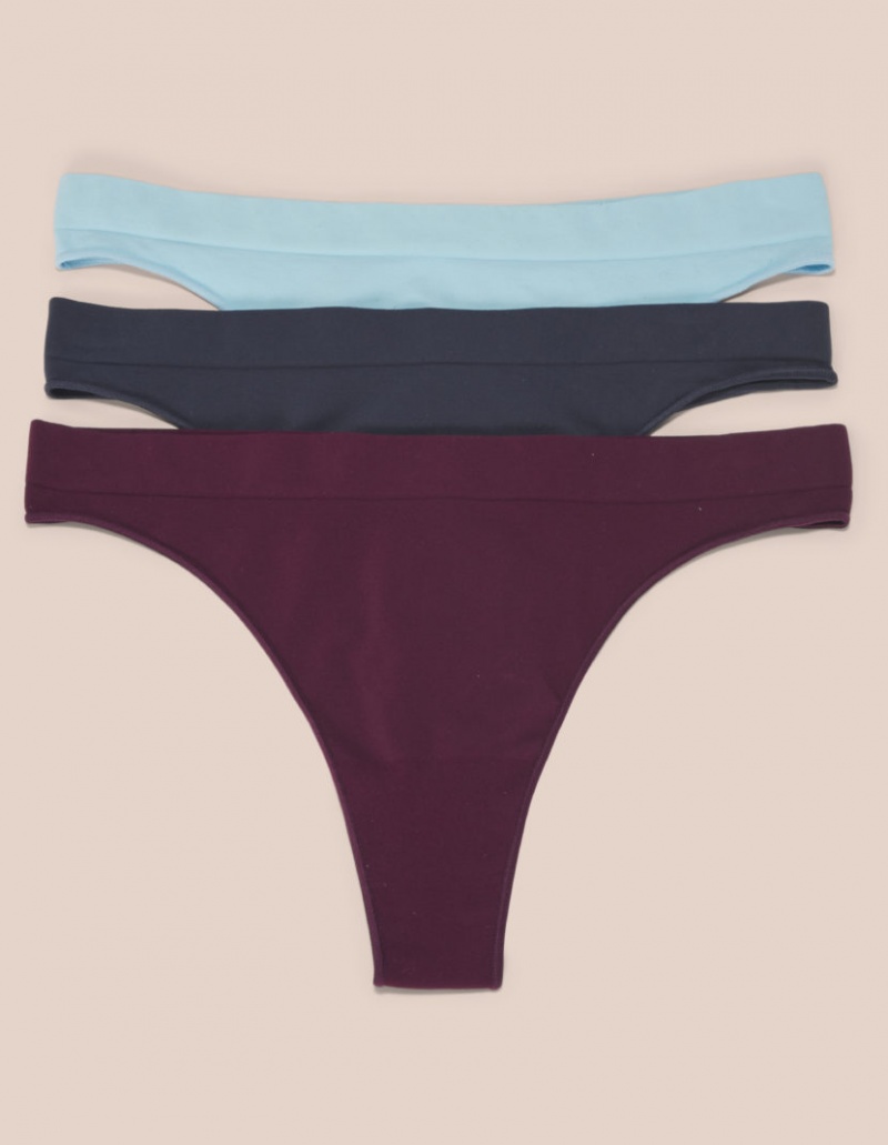 Blue / Blue / Grey Purple Women\'s Oceans Apart Cloudy Thong Deluxe Set | USA KWE-4300