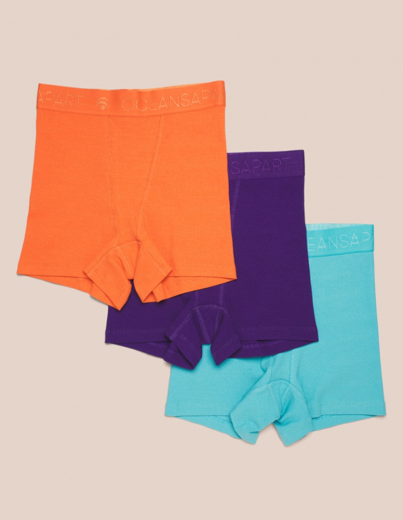 Blue / Orange / Deep Purple Women\'s Oceans Apart Ariel Boxer Short Set Deluxe Set | USA ANO-3882