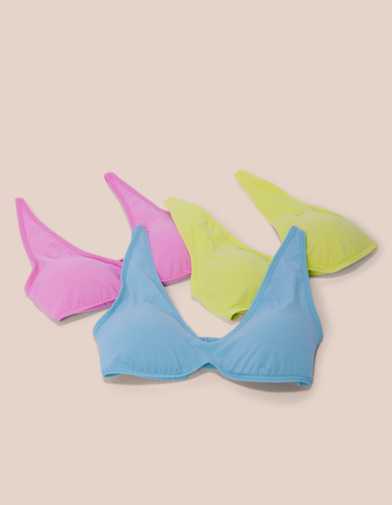 Blue / Pink Women's Oceans Apart Michelle Plain Bra Deluxe Set | USA RGD-6823