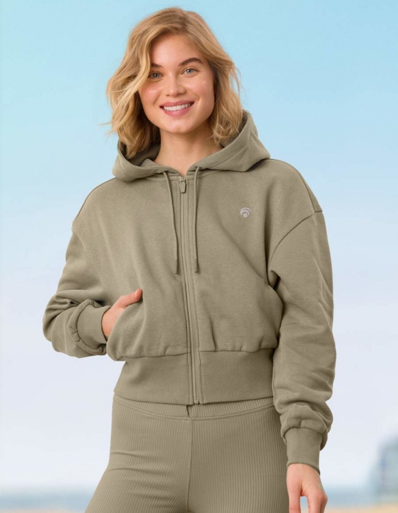 Khaki Women's Oceans Apart Trixy Zip Deluxe Set | USA OHO-4224