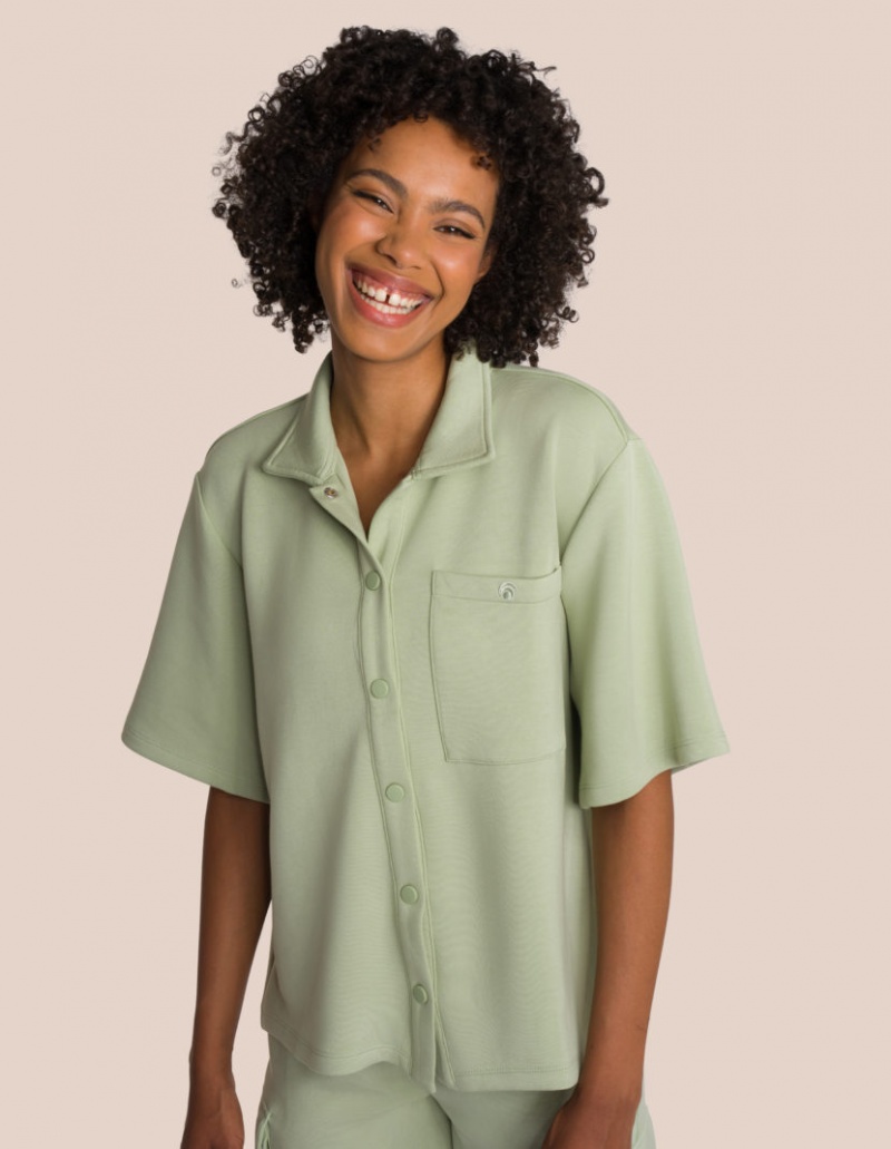 Olive Green Women's Oceans Apart Cruz Oversize Short Set | USA TRZ-7667