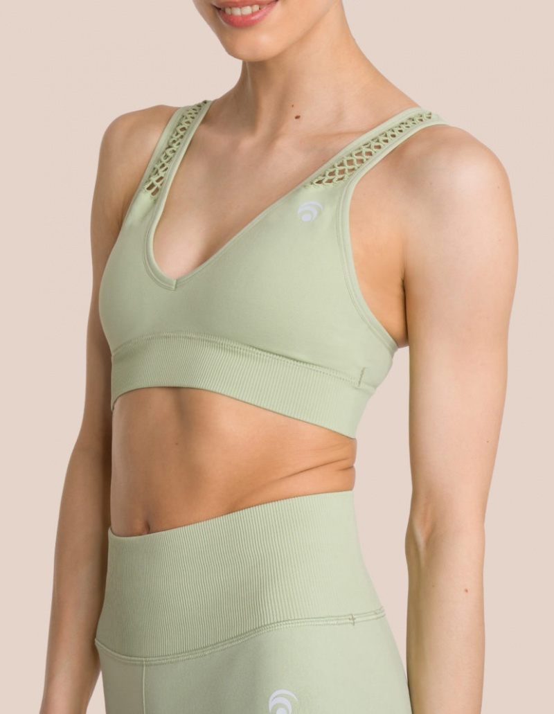 Olive Green Women's Oceans Apart Juno Mesh Bra | USA UTK-5603