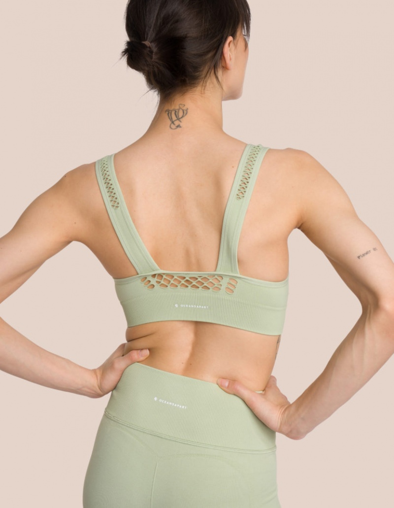 Olive Green Women's Oceans Apart Juno Mesh Bra | USA UTK-5603