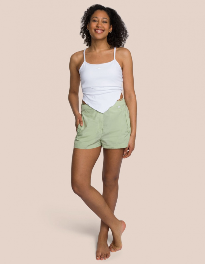 Olive Green / White Women's Oceans Apart Zola Short Triangle Set | USA EMX-5057