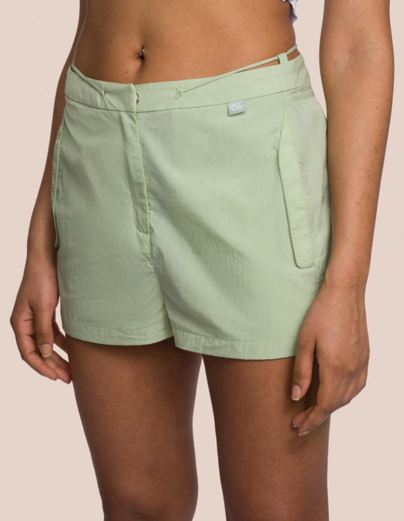 Olive Green / White Women's Oceans Apart Zola Short Triangle Set | USA EMX-5057