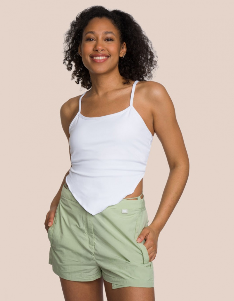 Olive Green / White Women\'s Oceans Apart Zola Short Triangle Set | USA EMX-5057