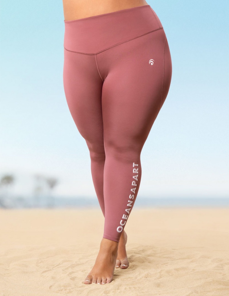 Pink Women's Oceans Apart Beauty Pant Curvy Leggings | USA UXO-0086