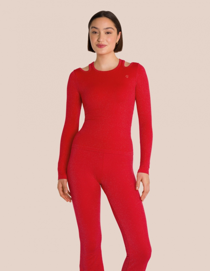 Red Women's Oceans Apart Stella Flared Longsleeve Set | USA ECJ-8381