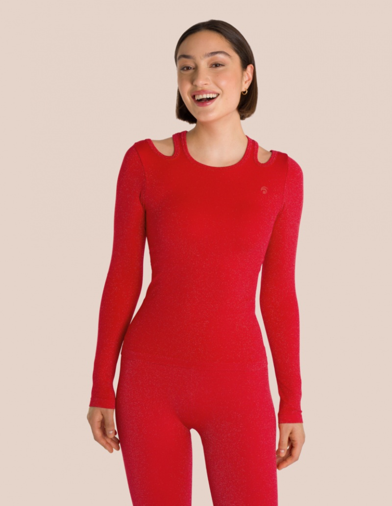 Red Women's Oceans Apart Stella Flared Longsleeve Set | USA ECJ-8381