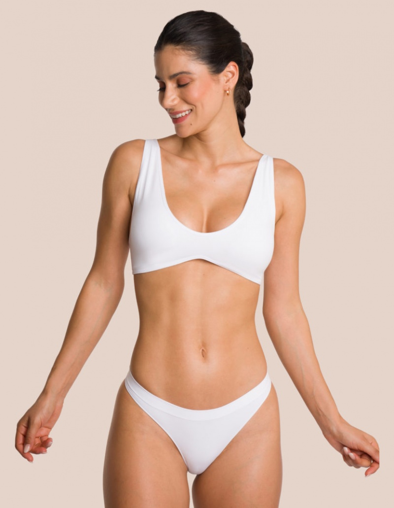 White Women\'s Oceans Apart Cloudy Thong Set | USA YRQ-9762