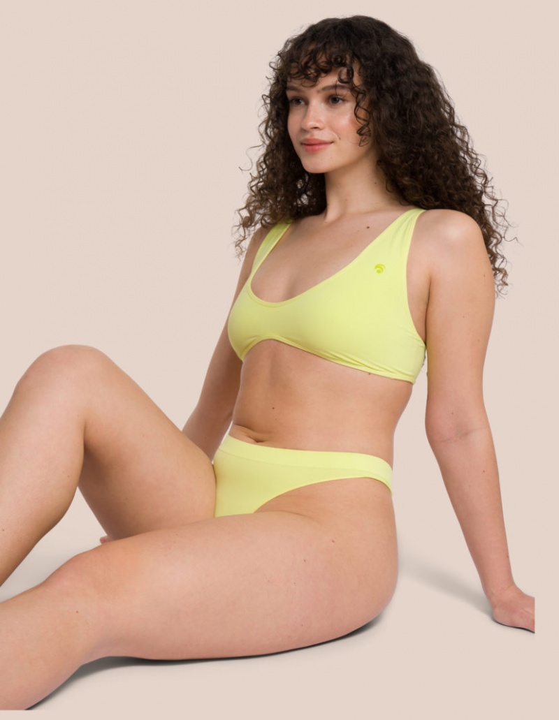 Yellow Women's Oceans Apart Cloudy Thong Set | USA ZCE-3679